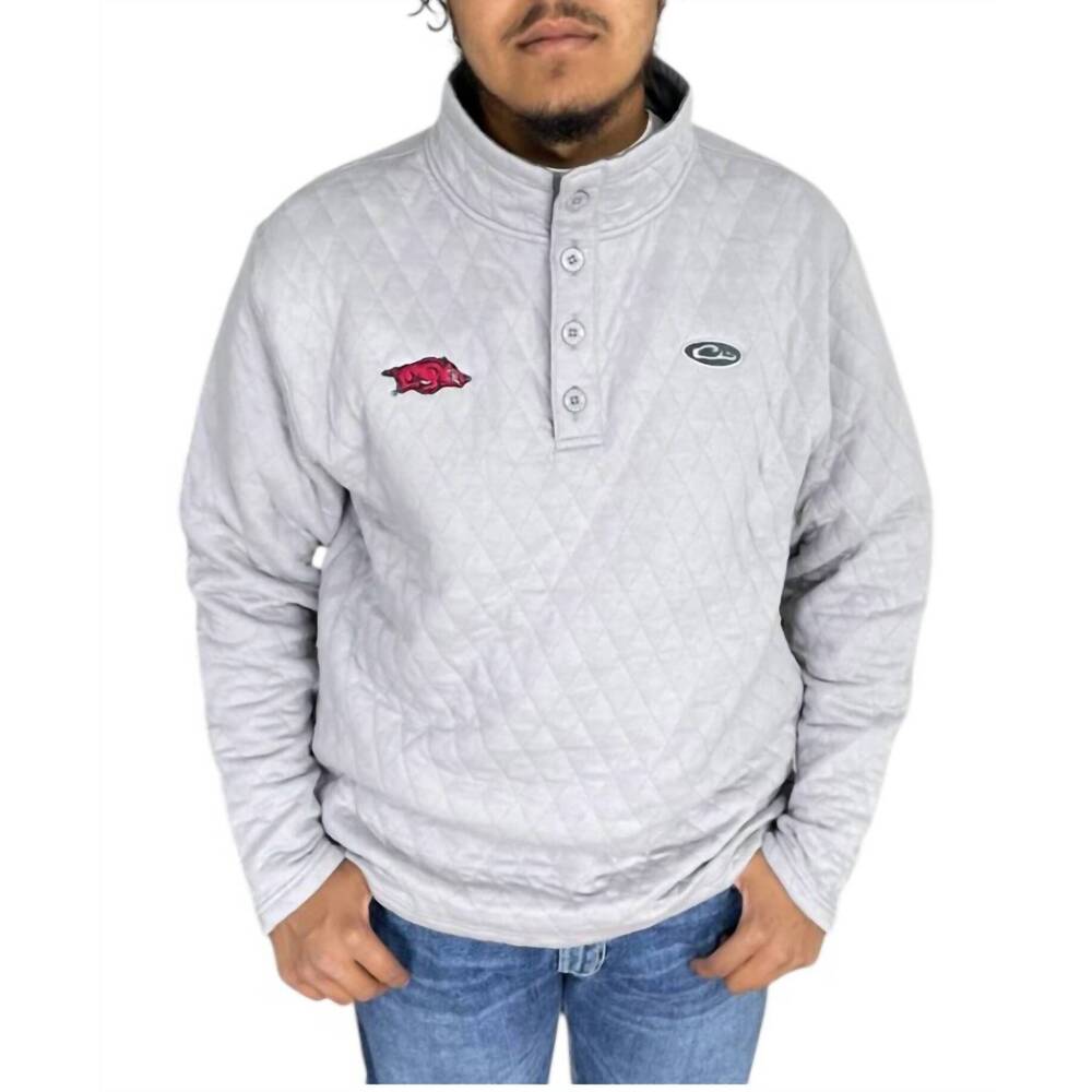 NEW DRAKE'S arkansas quilted sweatshirt in grey